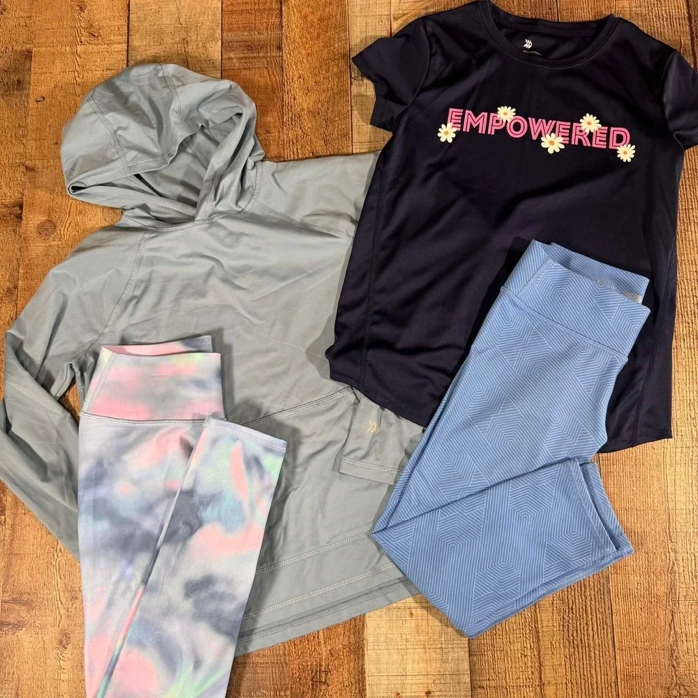 All in Motion Hoodie Leggings Outfit Set Activewear Lot Girls Size L 10 12